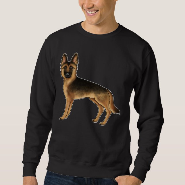 Sweatshirt Caricature de berger allemand noir et bronzé Chien (Devant)
