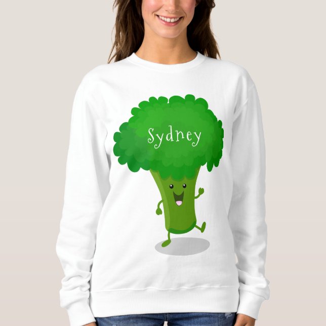 Sweatshirt Caricature de brocoli dansant Cute kawaii (Devant)