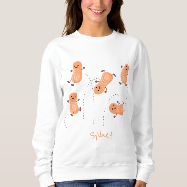 Sweatshirt Caricature de cacahuètes joyeux sautillant (Devant)