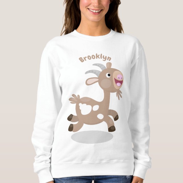 Sweatshirt Caricature de chèvre billy joyeux (Devant)