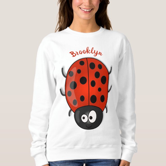 Sweatshirt Caricature de coccinelle rouge joyeux (Devant)