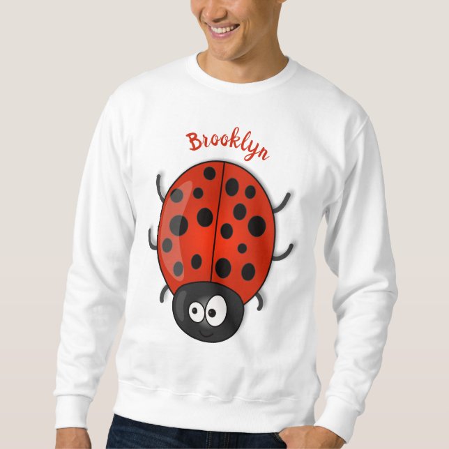 Sweatshirt Caricature de coccinelle rouge joyeux (Devant)