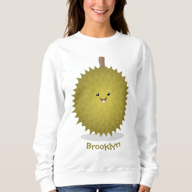 Sweatshirt Caricature de durian joyeux (Devant)