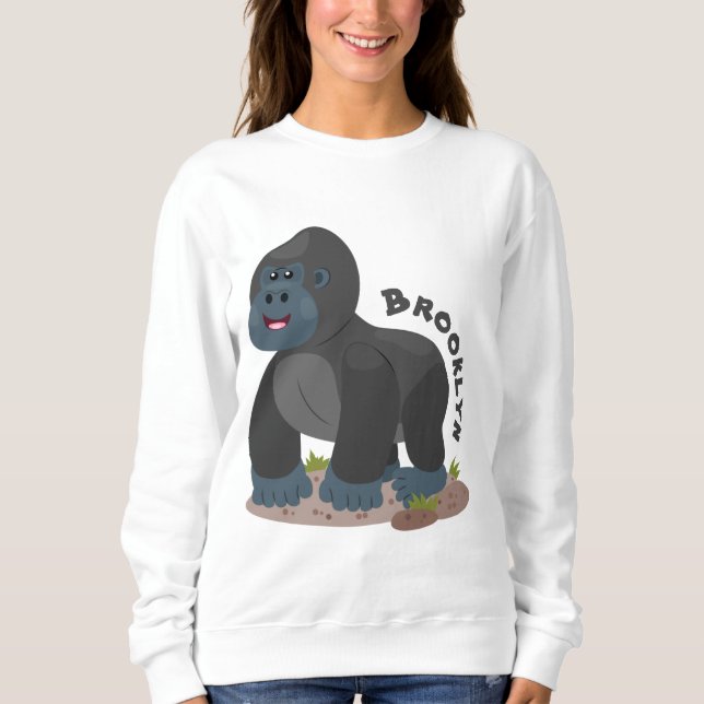 Sweatshirt Caricature de gros gorilles joyeux (Devant)