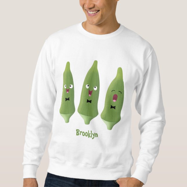 Sweatshirt Caricature de légumes de l'okra chantante mignonne (Devant)