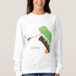 Sweatshirt Caricature de lézard de caméléon vert joyeux