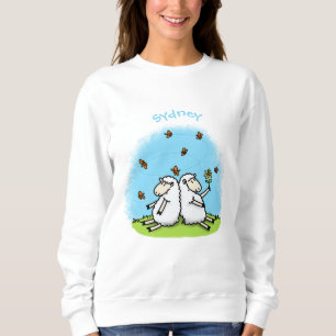 Sweatshirt Caricature de moutons mignons amis et papillons