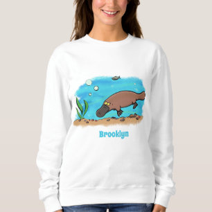 Sweatshirt Caricature de natation de Cute platypus