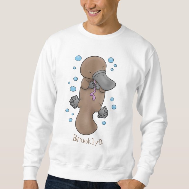 Sweatshirt Caricature de platypus bébé très heureuse (Devant)