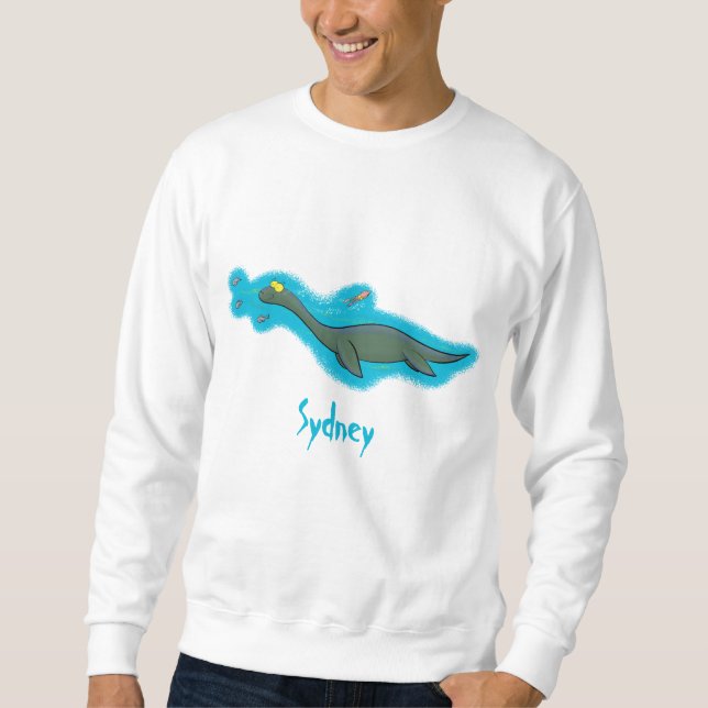 Sweatshirt Caricature de plesiosaure, monstre marin mignon et (Devant)