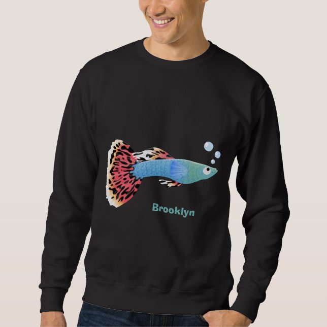 Sweatshirt Caricature de poisson tropical guppy très chic (Devant)