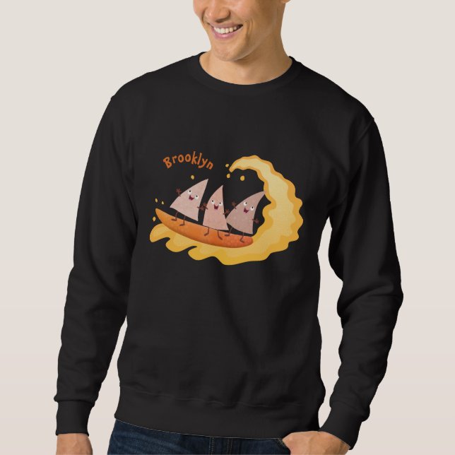 Sweatshirt Caricature de surf pour chips de maïs mignonette n (Devant)