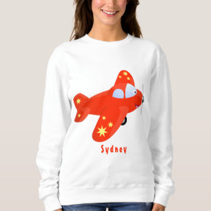 Sweatshirt Caricature de vol d'avion rouge mignon