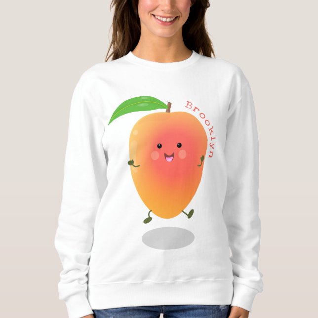 Sweatshirt Caricature jaune mangue mignonne (Devant)