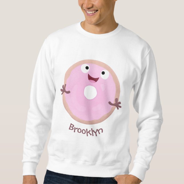 Sweatshirt Caricature joli beignet rose vitré (Devant)