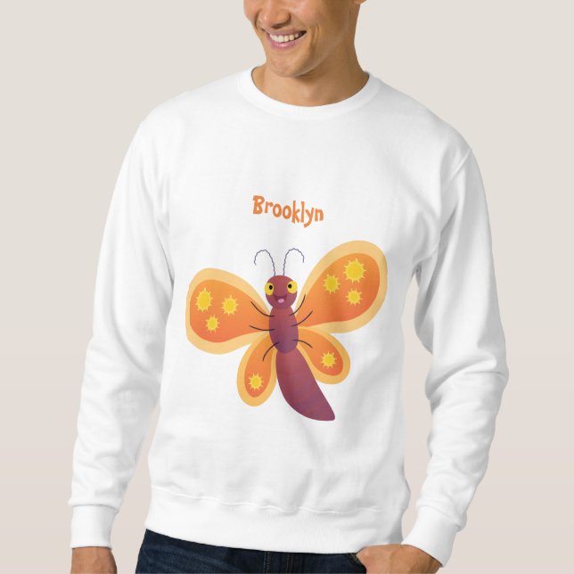 Sweatshirt Caricature joli papillon orange (Devant)