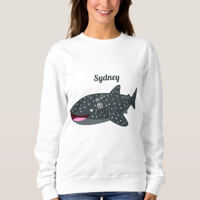 Sweatshirt Caricature joli requin baleine joyeux (Devant)