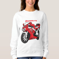 Caricature moto de sport rouge mou