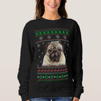 Sweatshirt Carlin Amoureux des chiens Vilain Noël Sweater Xma