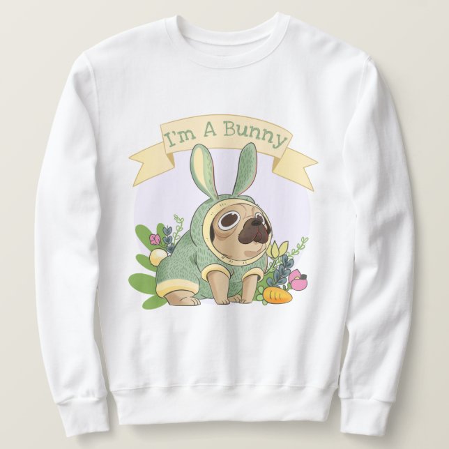Sweatshirt Carlin Bunny mignon (Design devant)