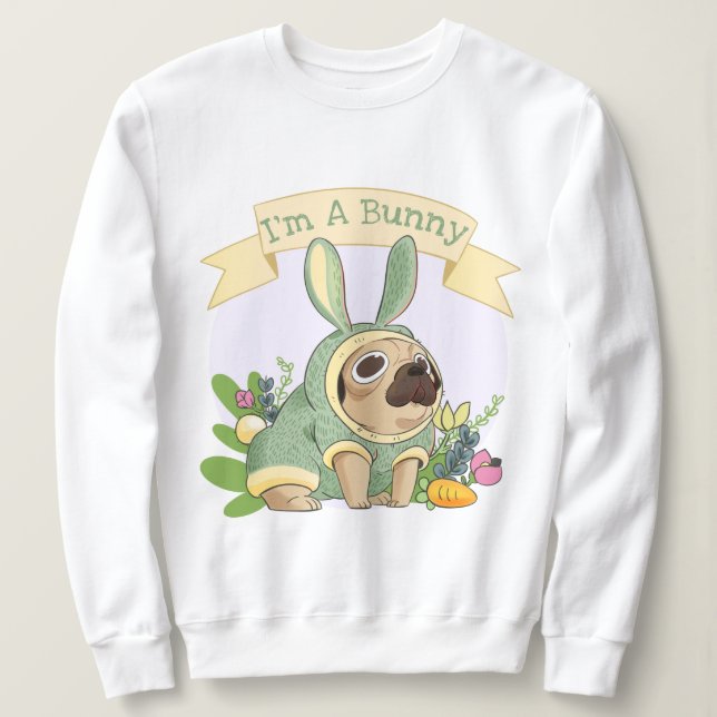 Sweatshirt Carlin Bunny mignon (Design devant)