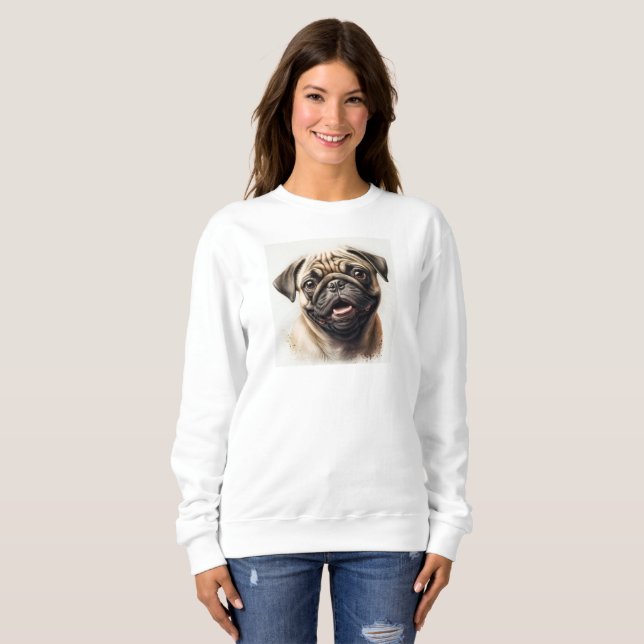 Sweatshirt Carlin chien Amoureux des chiens Best Dog Maman Jo (Devant entier)