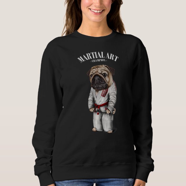 Sweatshirt Carlin Chien Judo Karate Master En Judogi Blanc (Devant)
