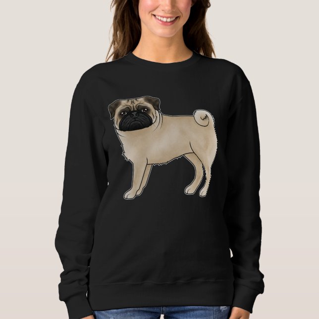 Sweatshirt Carlin Couleur Faune Mops Chien race Animal Design (Devant)