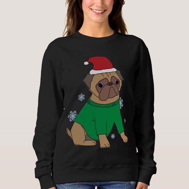 Sweatshirt Carlin de Noël Jumper Festive Illustrated Carlin C (Devant)