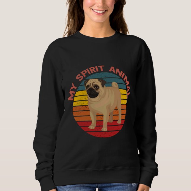 Sweatshirt Carlin est mon animal d'esprit Retro Style Essenti (Devant)