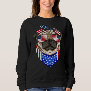 Sweatshirt Carlin patriotique 4 juillet mignon chien Drapeau