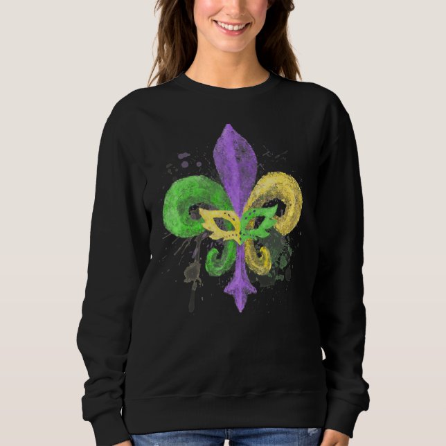 Sweatshirt Carnaval Mardi Gras Fluer de lis tiré à la main un (Devant)