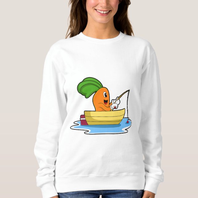 Sweatshirt Carotte en bateau à la pêche avec canne à pêche (Devant)