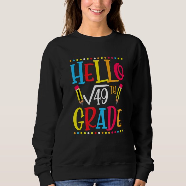 Sweatshirt carré de 7e année Racine de 49 Math Enseignant S (Devant)