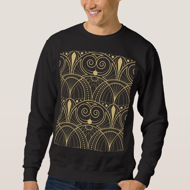 Sweatshirt Carreaux géométriques Art Déco Luxe. (Devant)
