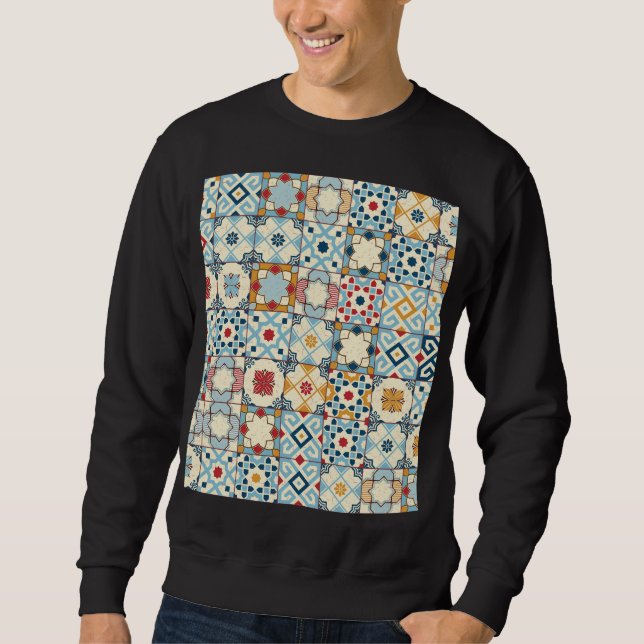Sweatshirt Carrelage marocain, motif sans couture colorée. (Devant)