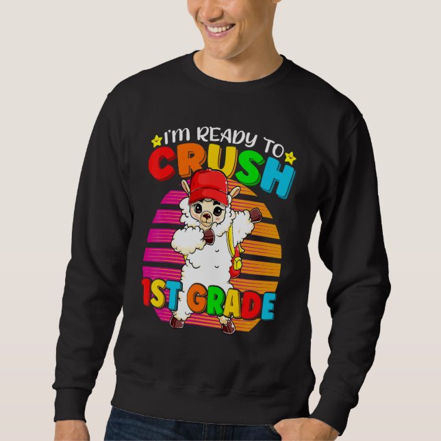 Sweatshirt Cartable de rentrée des classes lama dabbing CE1 G (Devant)