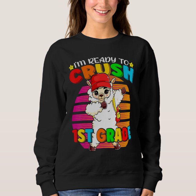 Sweatshirt Cartable de rentrée des classes lama dabbing CE1 G (Devant)