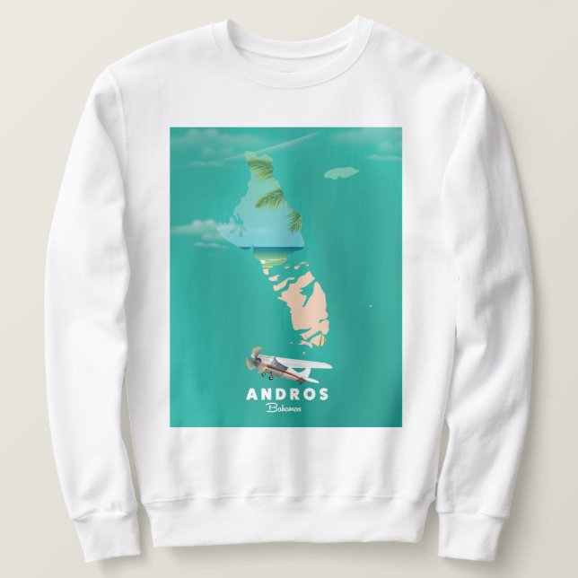Sweatshirt Carte Andros Bahamas Vacances. (Design devant)