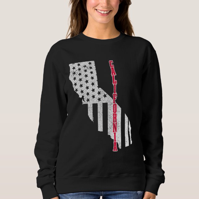 Sweatshirt Carte California American Flag Pride Patriotic 4th (Devant)