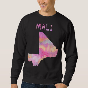 Sweatshirt Carte Colorée Isolée Mali En Aquarelle Colorée