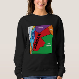 Sweatshirt Carte colorée simplifiée Jordanie, pays voisin