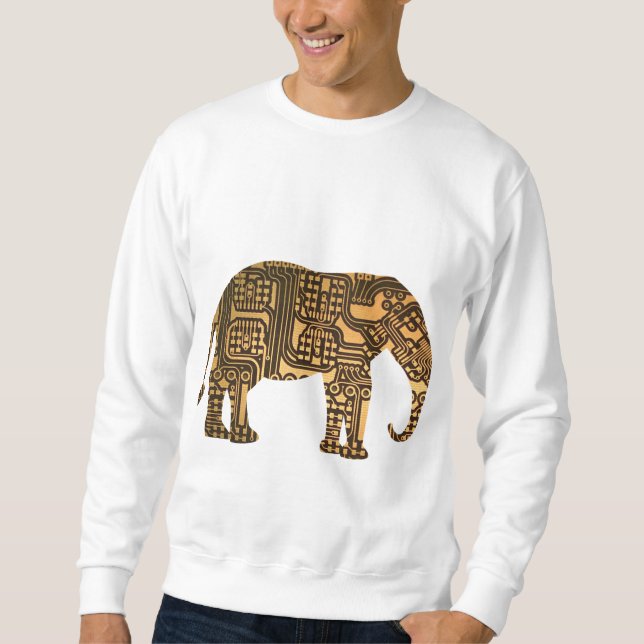 Sweatshirt Carte de circuit éléphant en cuivre (Devant)