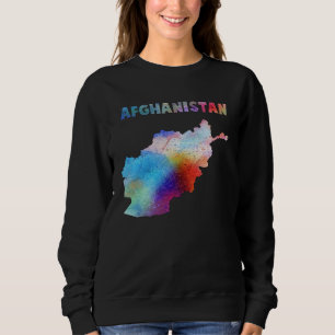 Sweatshirt Carte de l'Afghanistan à l'aquarelle multicolore A