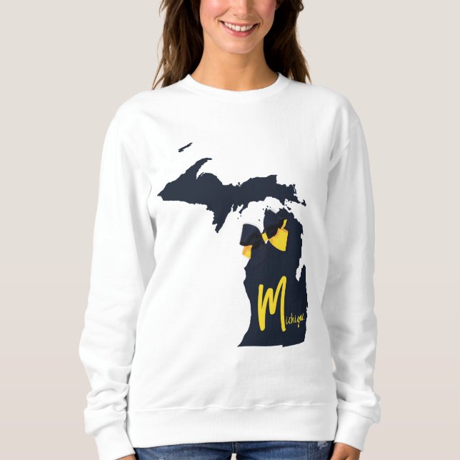 Sweatshirt Carte de l'état de l'Université du Michigan Bleu e (Devant)