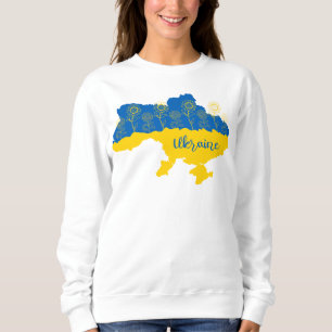 Sweatshirt Carte de l'Ukraine avec tournesol et drapeau ukrai