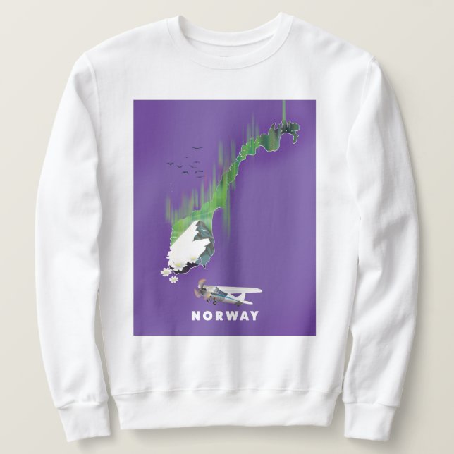 Sweatshirt Carte de Norvège Affiche illustrée. (Design devant)