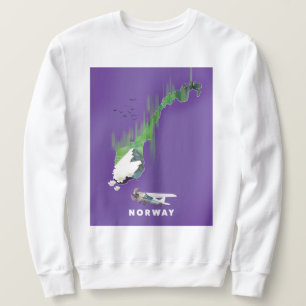 Sweatshirt Carte de Norvège affiche illustrée imprimée.