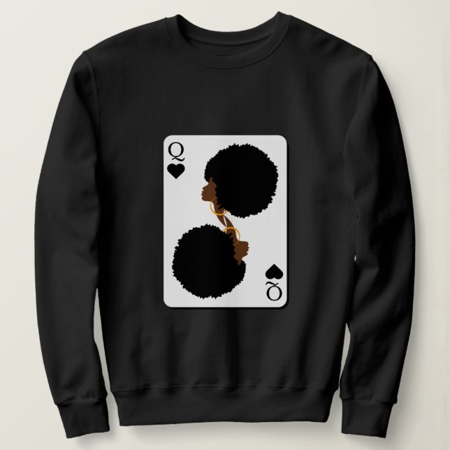 Sweatshirt CARTE DE REINE NOIRE PERSONNALISÉE Afro Cheveux (Design devant)