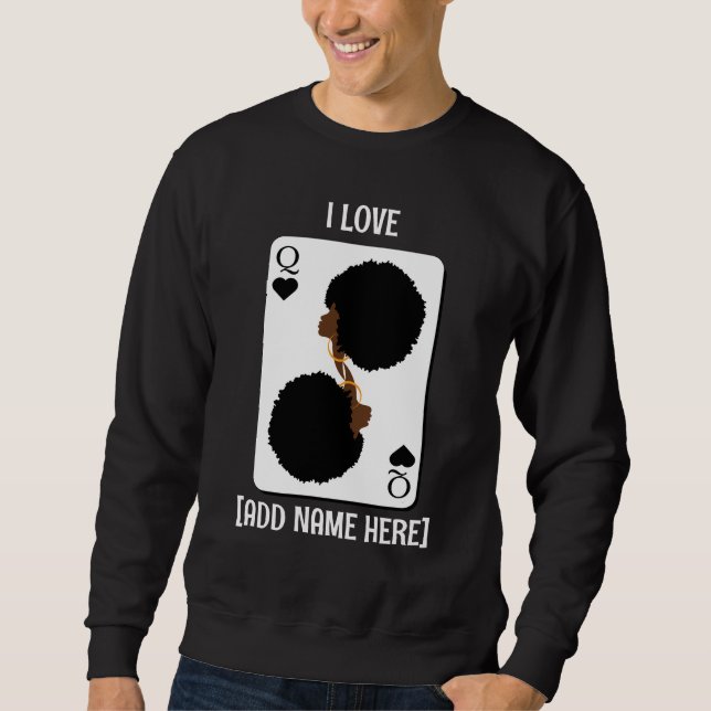 Sweatshirt CARTE DE REINE NOIRE personnalisée Valentines pour (Devant)